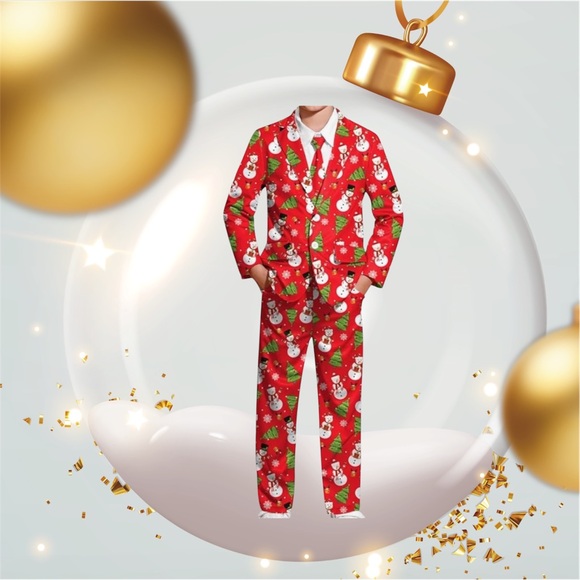 🎄Boys Xmas Suit  2 Piece Funny w/jacket & pull on pants approx Sz 5-6 EUC - Picture 2 of 15